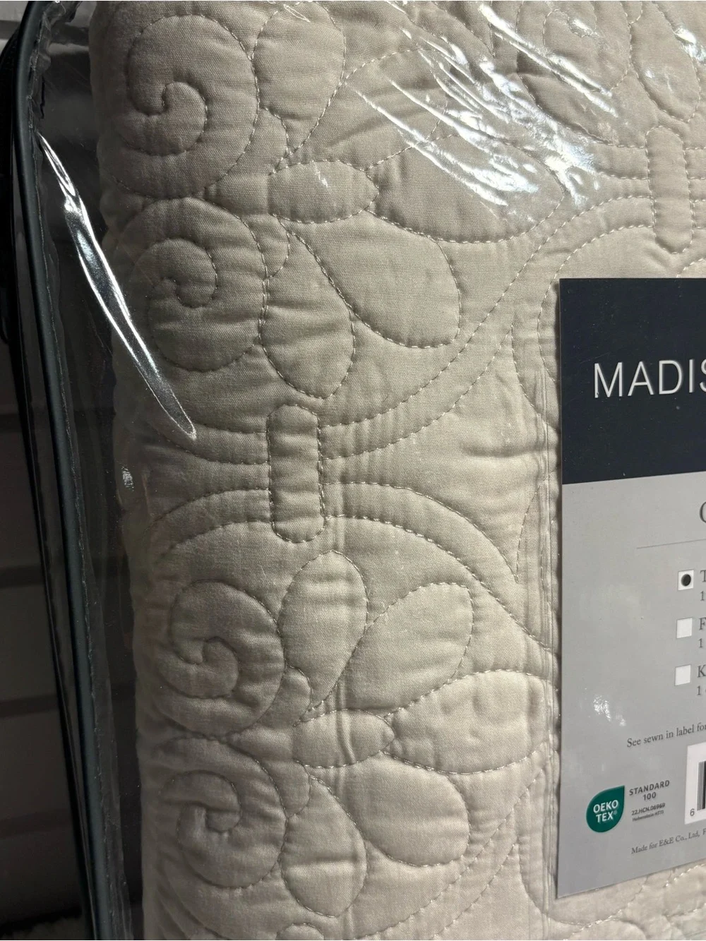 NEW Madison Park Luxe Cotton Damask Quilt Set, Cream 2PC Twin/Twin XL Sham